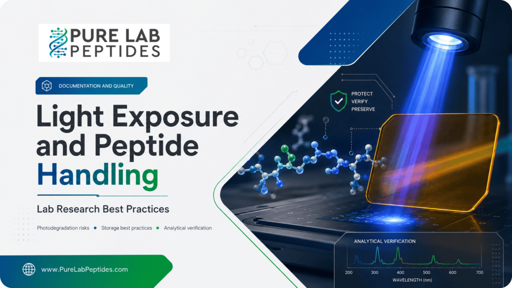 Light Exposure and Peptide Handling research graphic for lab documentation context